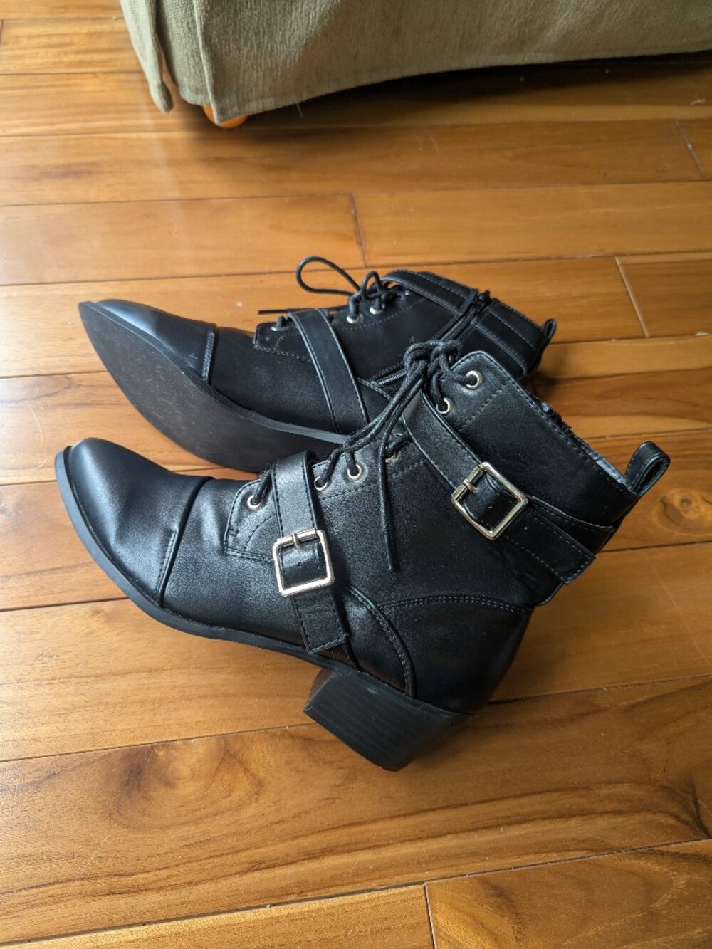 Women's Black Buckle Ankle Boots